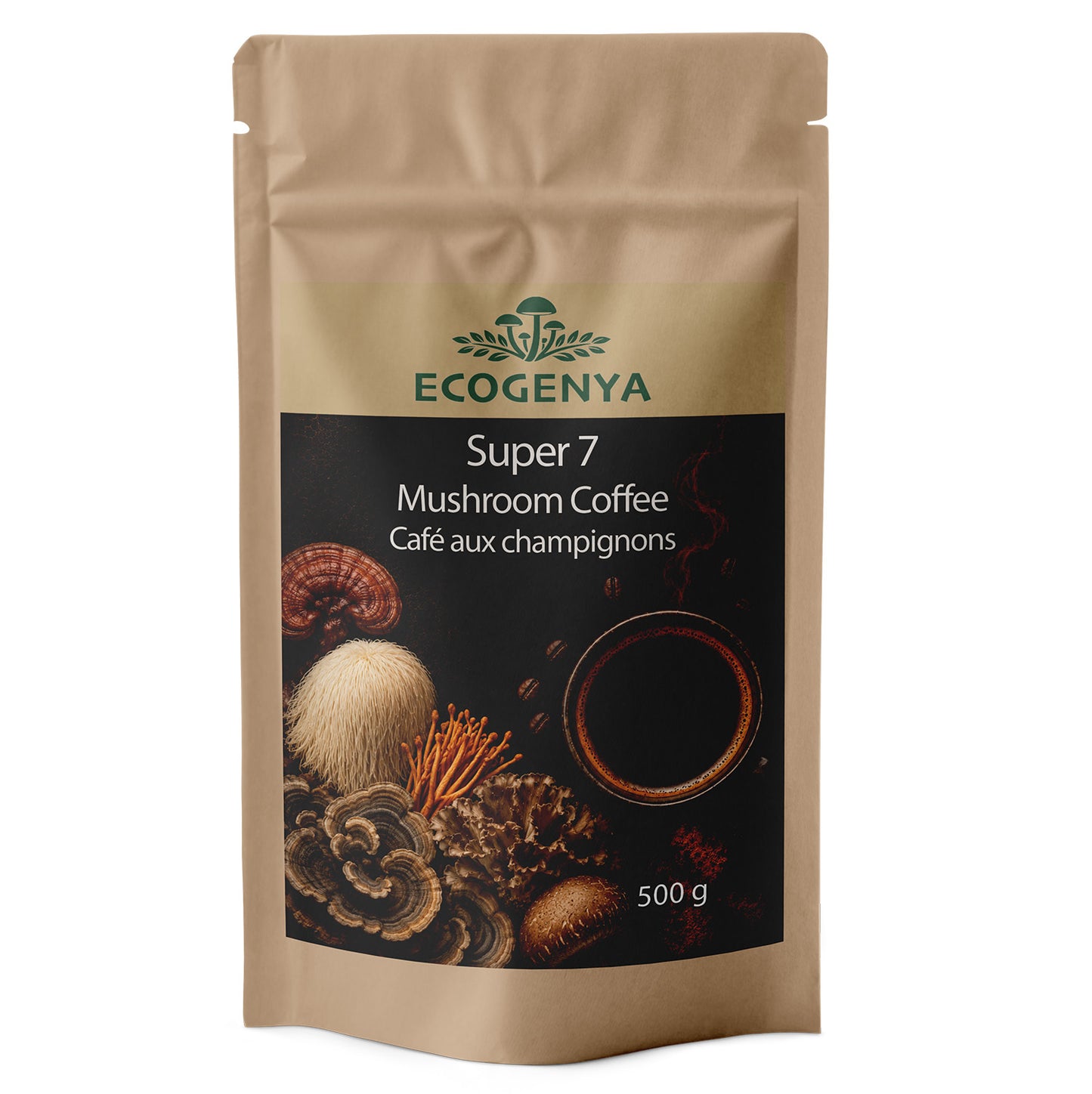 Mush Love Café aux Champignons – Arabica Instantané Bio + Mélange Super 7 pour la Concentration et l'Énergie