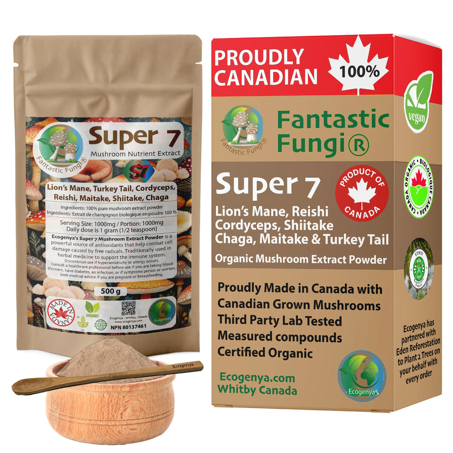 Super 7 Mushroom Powder - Immune Support, Adaptogen & Liver Tonic