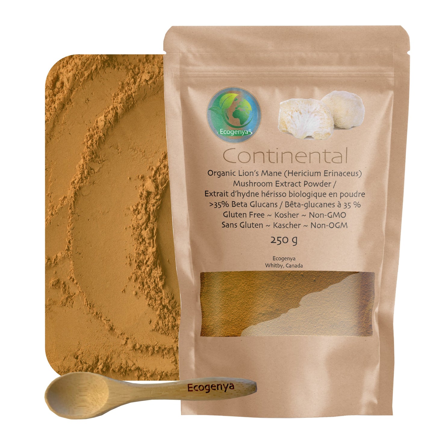 Ecogenya Continental Lion's Mane (hericium erinaceus) Mushroom Extract Powder - | Highly Concentrated - Ecogenya