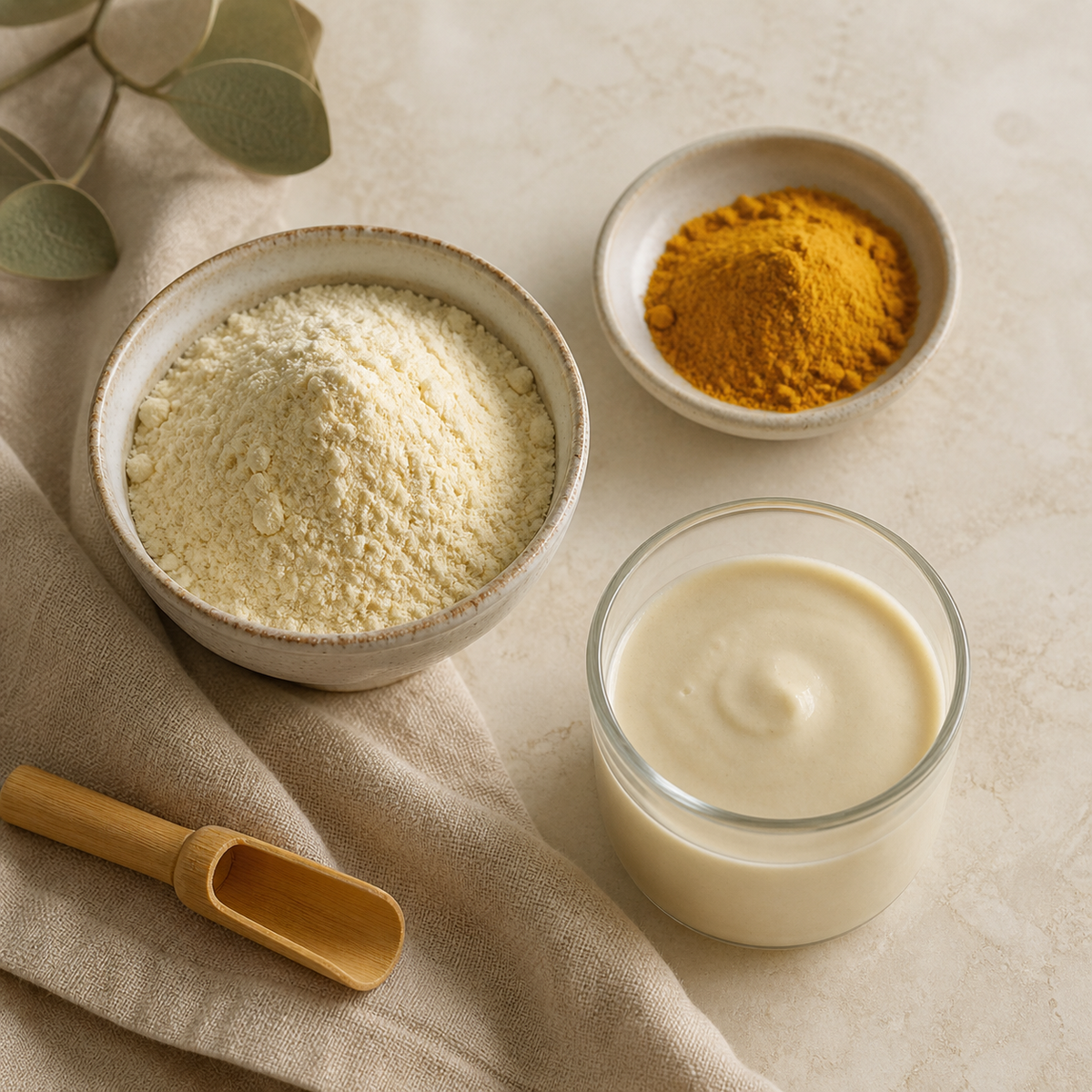 Creamy pet topper powder with pumpkin and a prepared serving