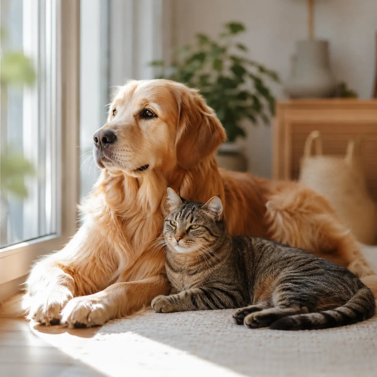 Ecogenya Mother's Milk Topper, dog and cat relaxing at home — packaged in Canada