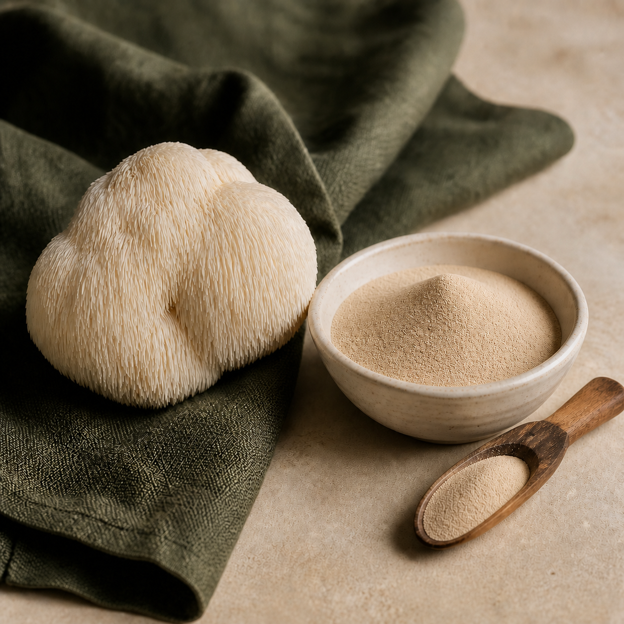 Ultra-fine warm beige Lion's Mane extract powder