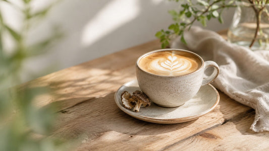 Mushroom coffee latte with foam