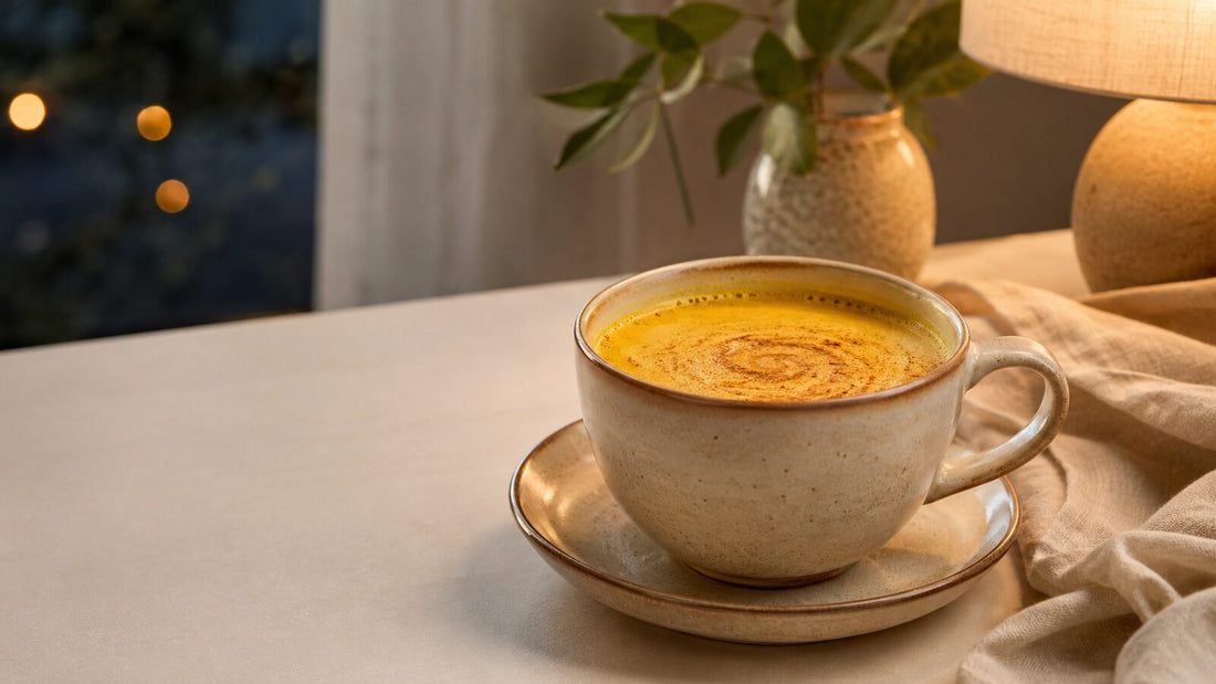 Reishi golden milk in a mug