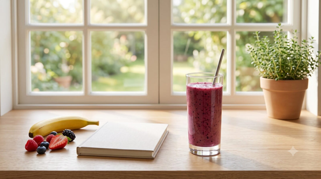 Lion's mane morning smoothie in a glass