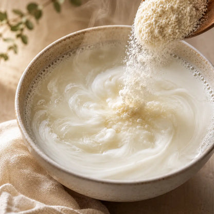 Ecogenya Mother's Milk Topper mixed into a creamy bowl — packaged in Canada