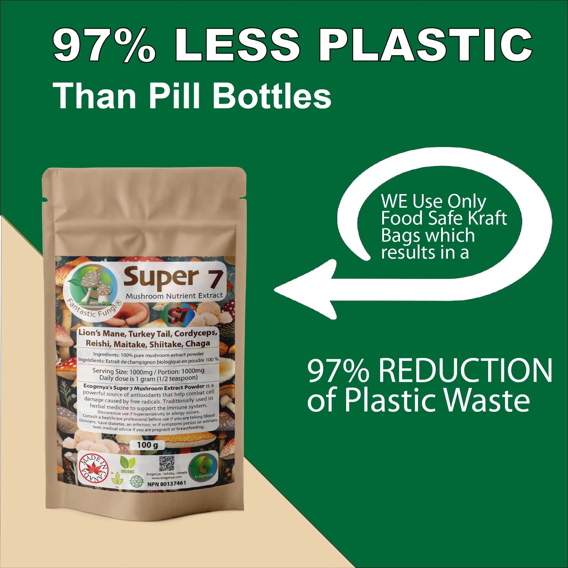 Super 7 Mushroom Powder - Immune Support, Adaptogen & Liver Tonic