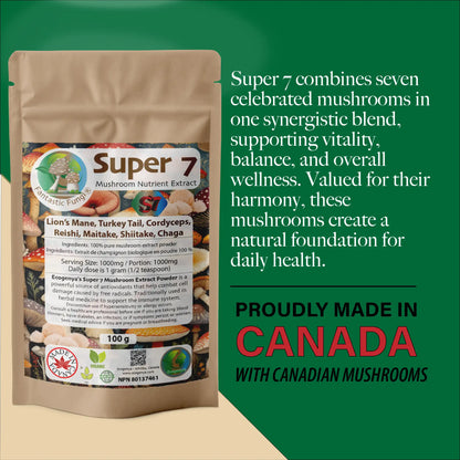 Organic Super Seven Mushroom blend extract powder – Halal, Kosher, Vegan, Non-GMO