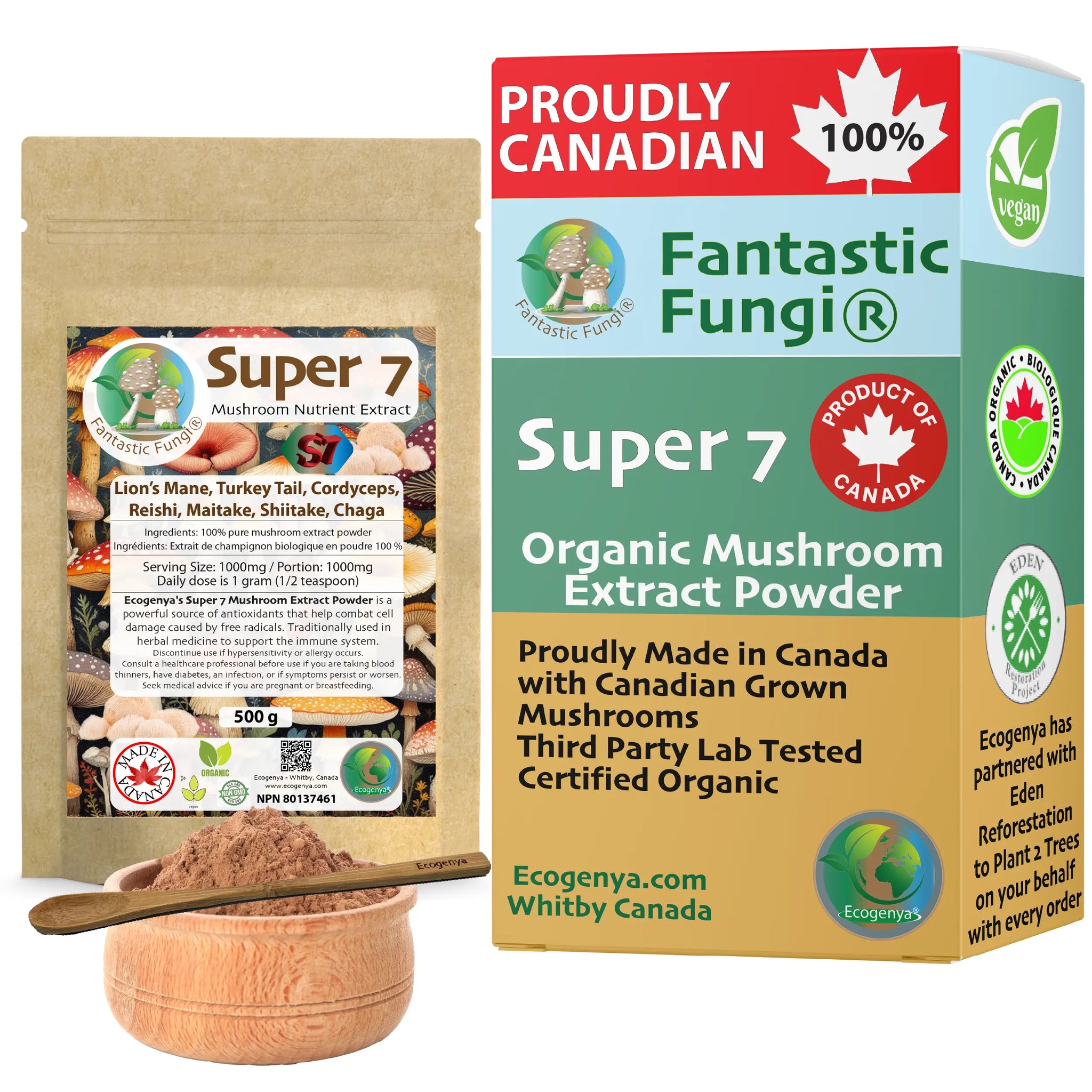 Organic Super Seven Mushroom blend extract powder – Halal, Kosher, Vegan, Non-GMO