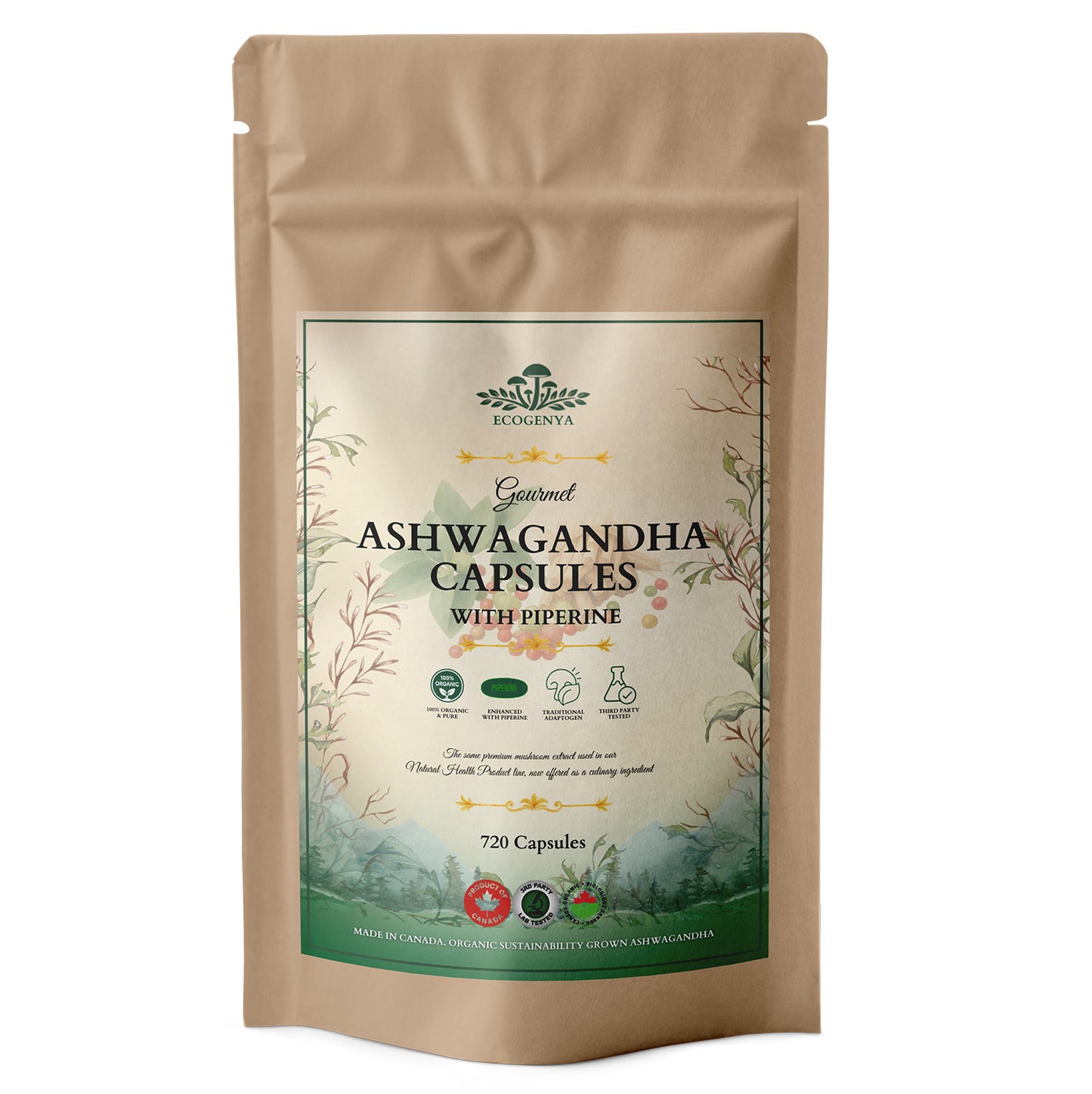 Ecogenya Daily Ashwagandha Capsules – Organic Ashwagandha Extract in an Everyday Capsule