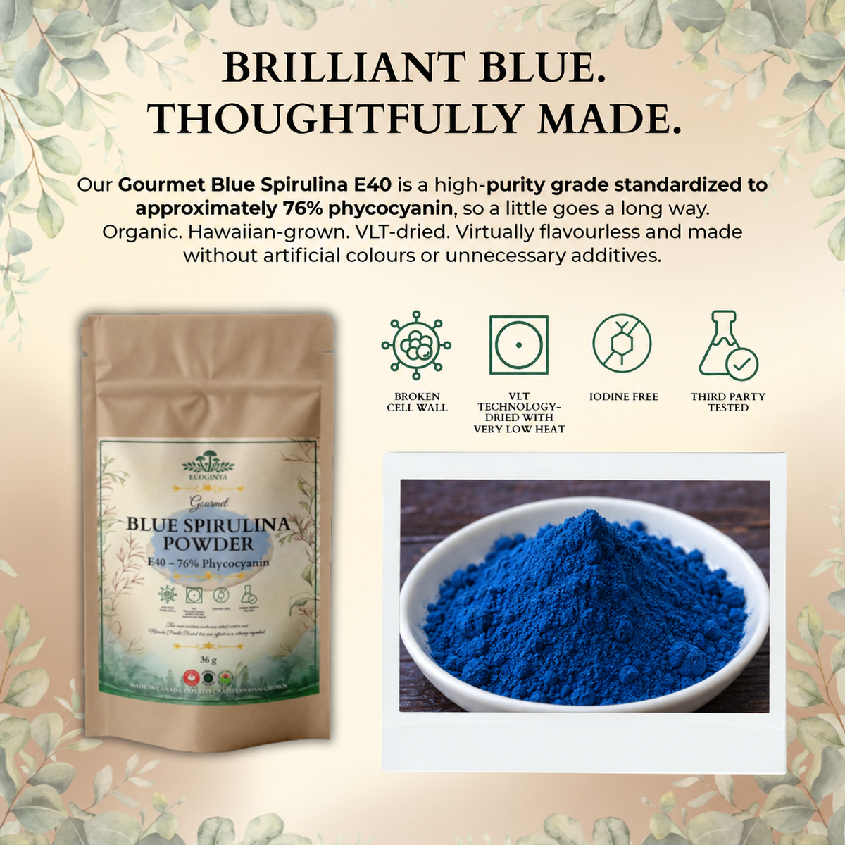 Organic Blue Spirulina Powder – Hawaiian-Grown Phycocyanin, Source of Antioxidants