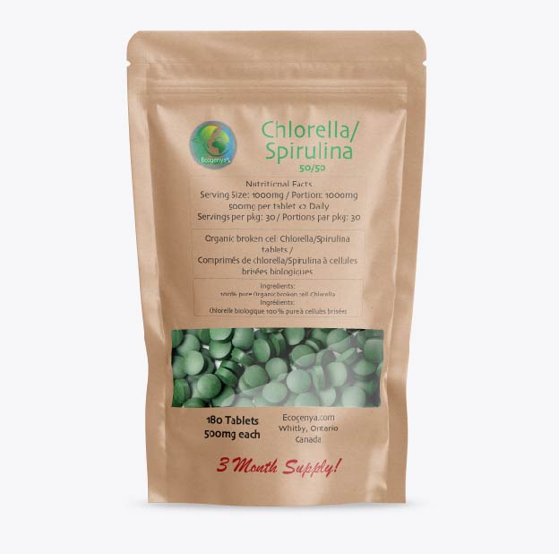 Chlorella Spirulina Tablets - 500mg | Powerful Detox & Immune Boost | Organic Superfood Supplement - Ecogenya