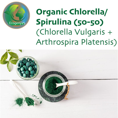 Chlorella Spirulina Tablets - 500mg | Powerful Detox & Immune Boost | Organic Superfood Supplement - Ecogenya