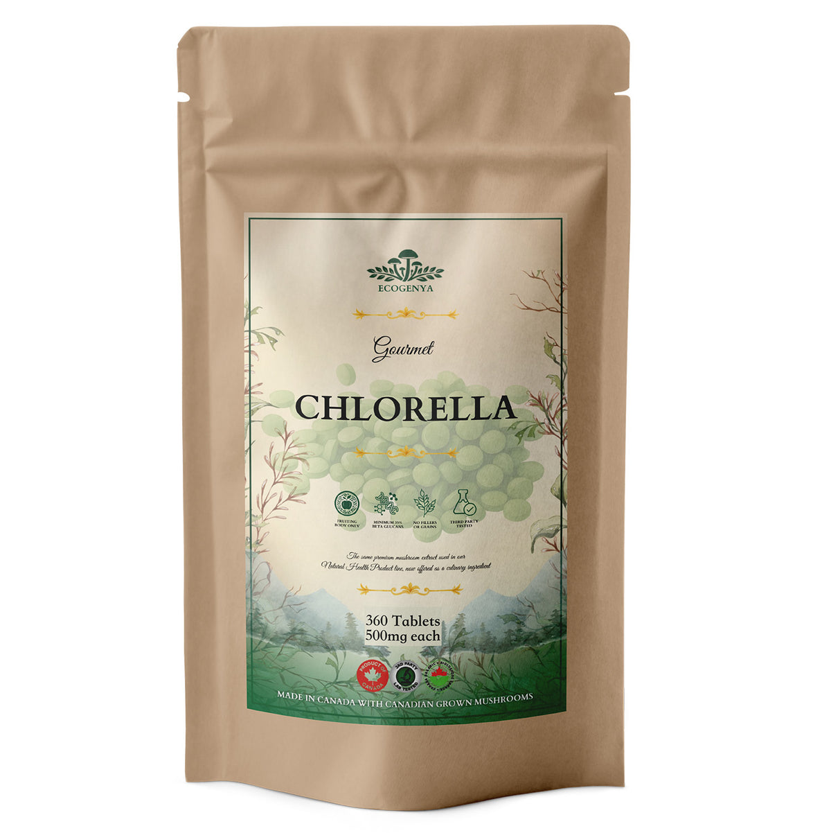 Ecogenya Daily Greens Chlorella Tablets, 360 tablets — packaged in Canada