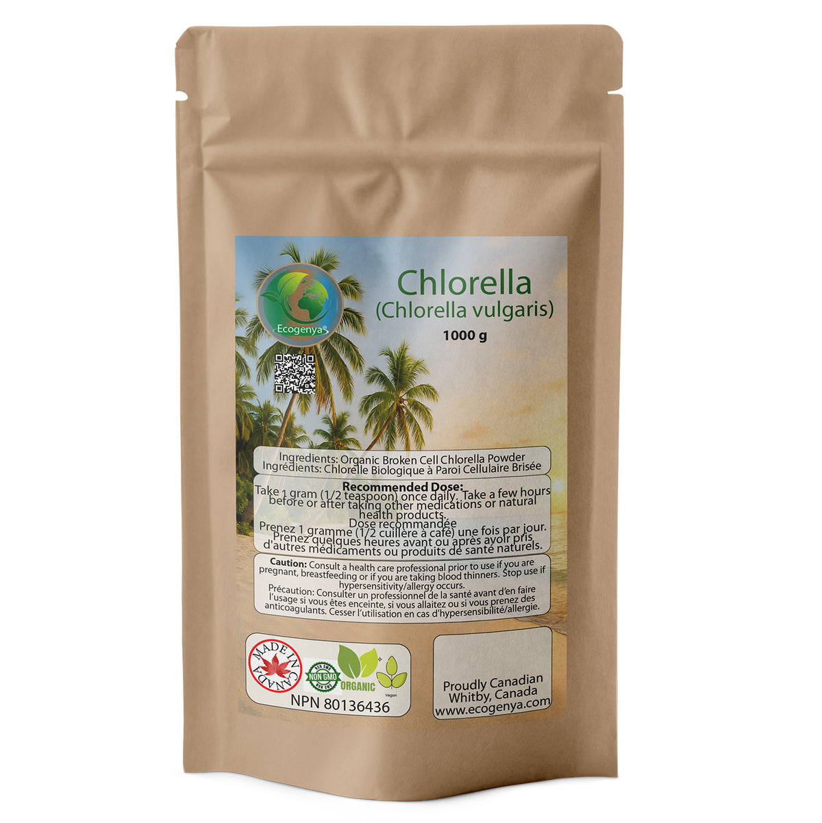 Poudre de chlorella biologique à paroi cellulaire brisée – Superaliment cultivé à Hawaï