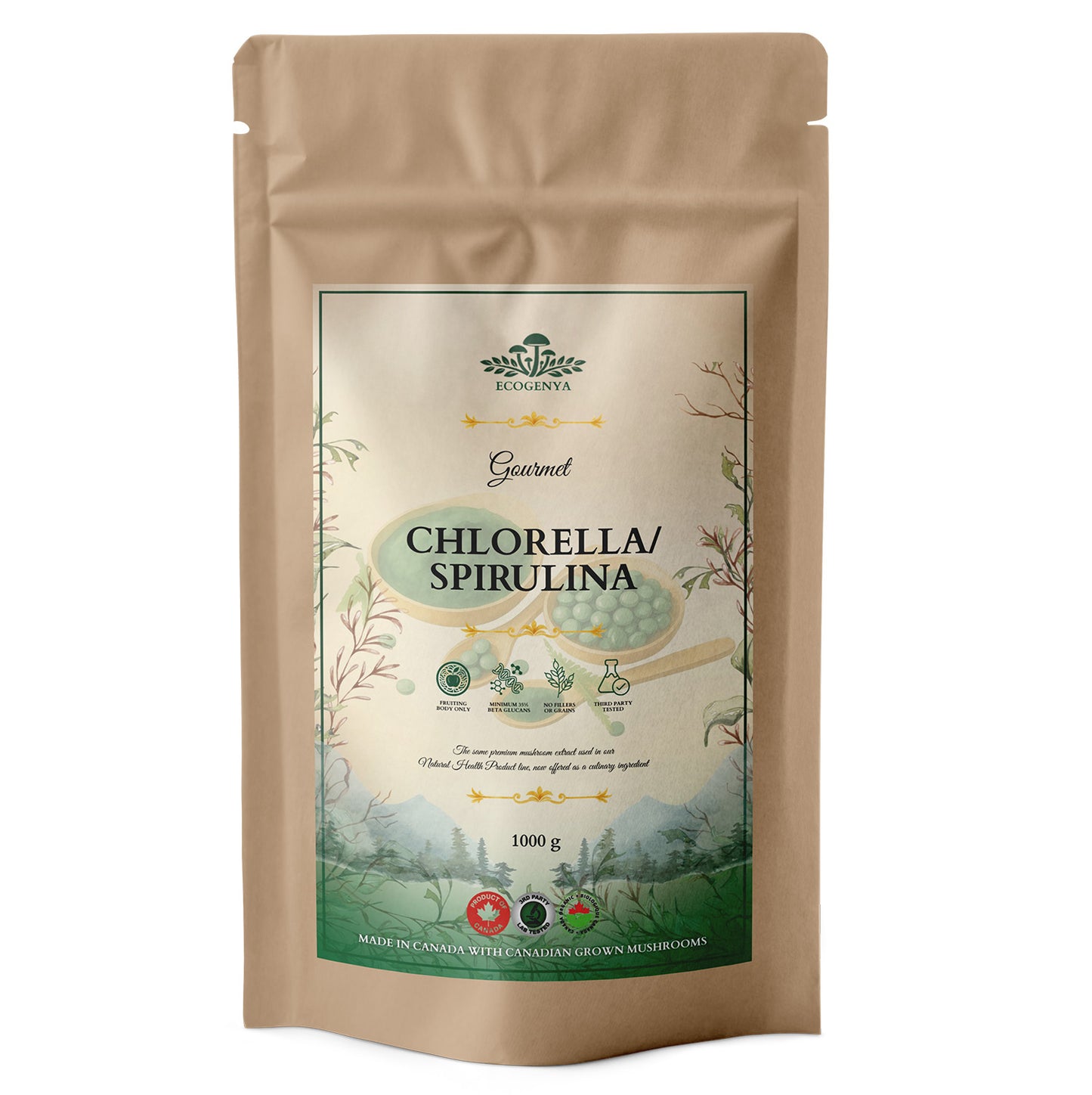 Ecogenya Daily Greens Chlorella & Spirulina Powder – 50/50 Blend for Smoothies & Juices