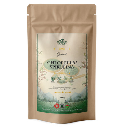 Ecogenya Daily Greens Poudre de Chlorelle et de Spiruline – Mélange 50/50 pour Smoothies et Jus