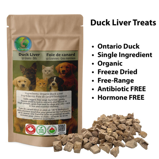Freeze-Dried Duck Liver Treats - Organic, Single Ingredient for Dogs & Cats