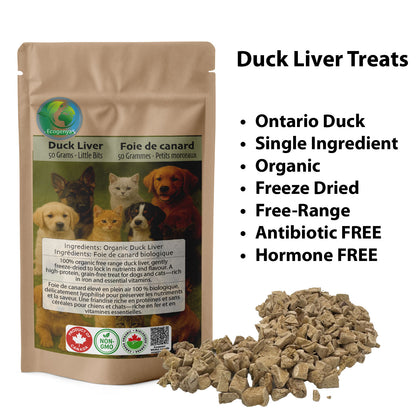 Freeze-Dried Duck Liver Treats - Organic, Single Ingredient for Dogs & Cats