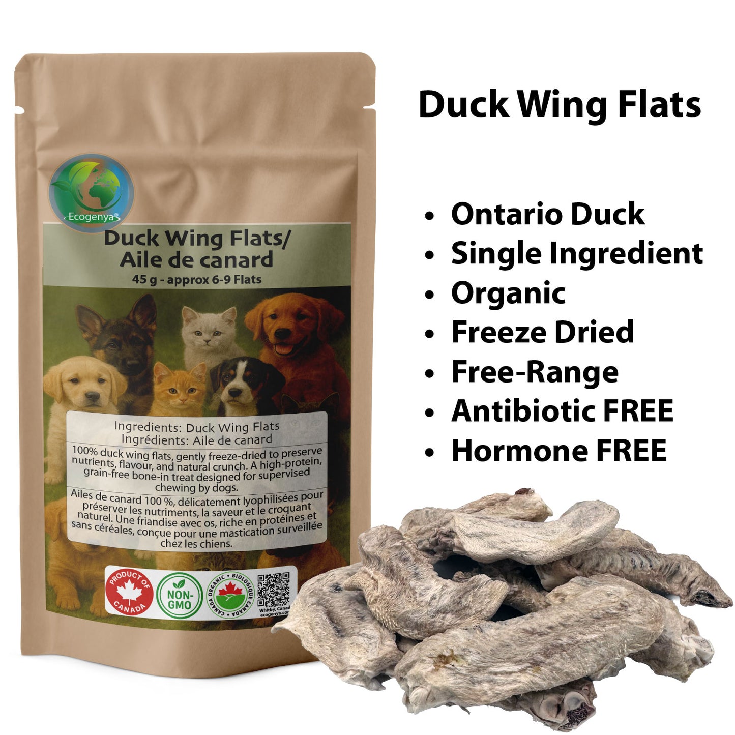 Freeze-Dried Duck Wing Flats for Dogs - Premium Natural Chews