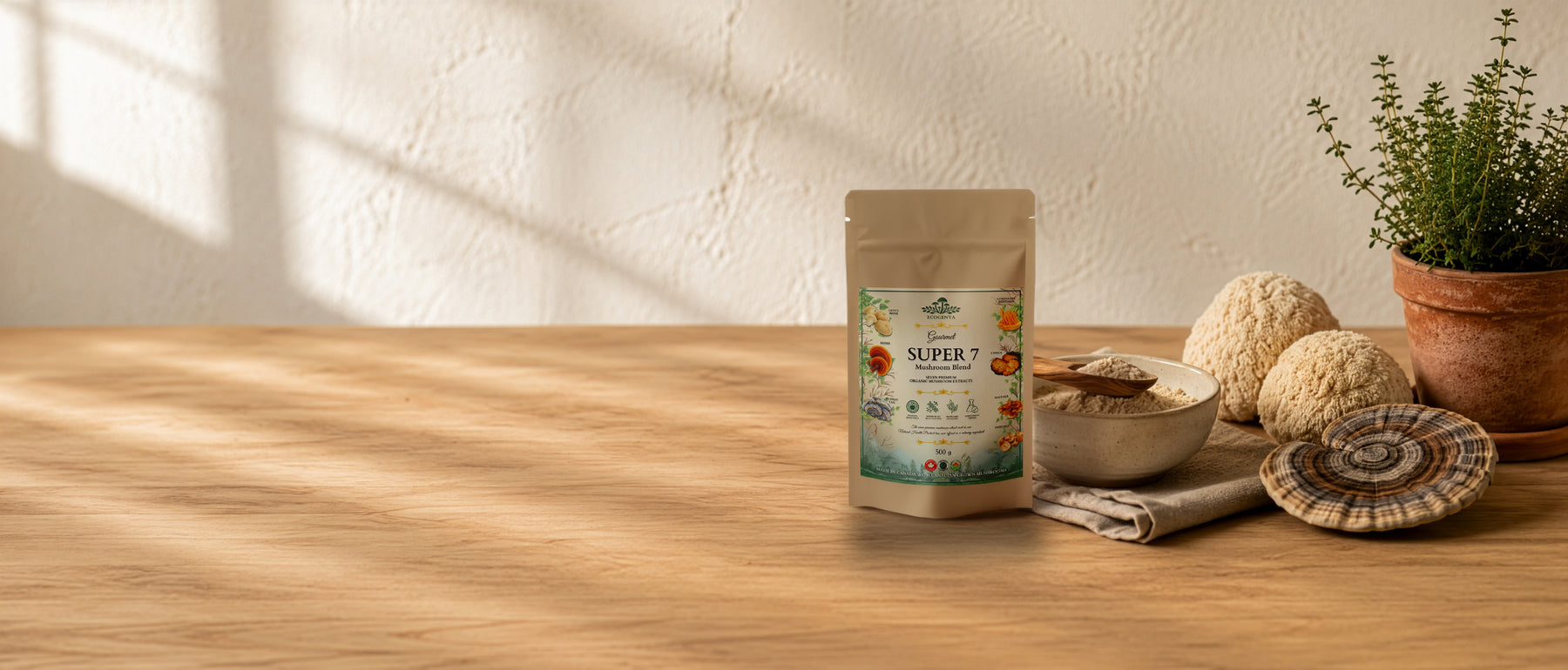 Ecogenya wellness products in a warm everyday setting