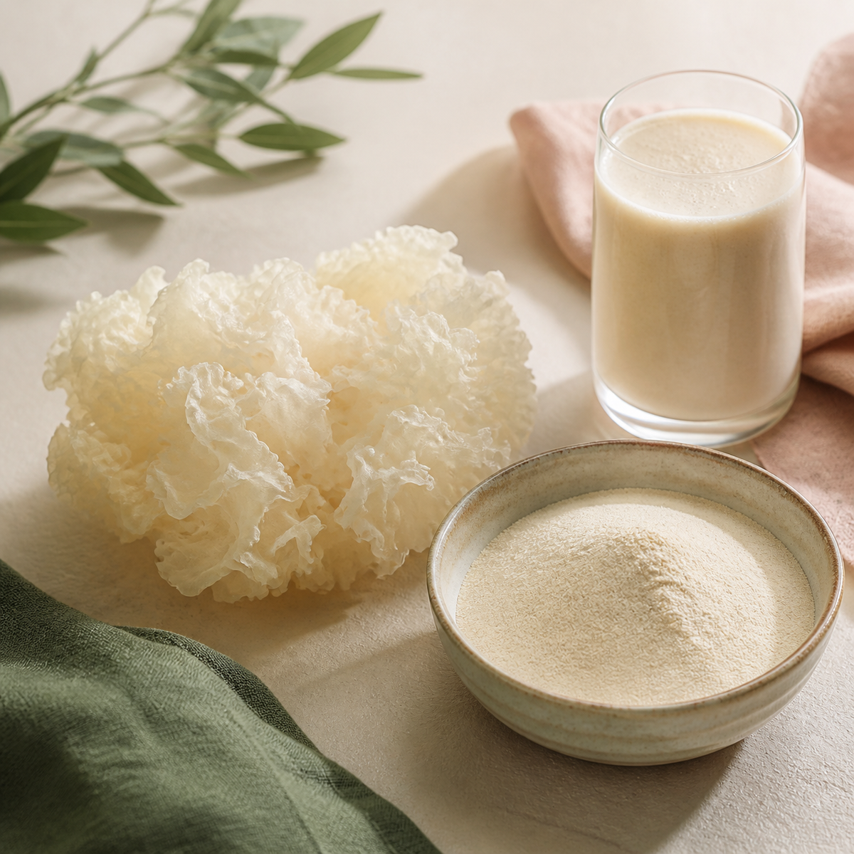 Tremella snow fungus with fine pale extract powder