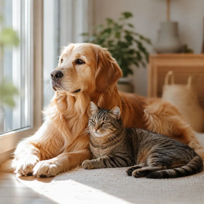 Ecogenya Mother's Milk Topper, dog and cat relaxing at home — packaged in Canada