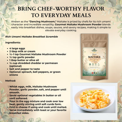 Ecogenya Gourmet Maitake Mushroom Powder – Organic Fruiting Body Extract for Broths & Soups