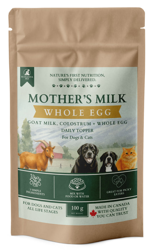 Ecogenya Mother's Milk + Whole Egg Daily Topper, 100g — front view, packaged in Canada