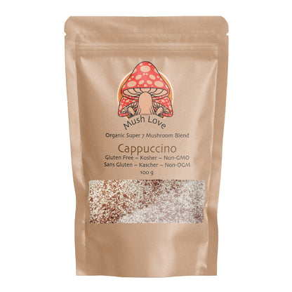 Mushroom Cappuccino – Premium Instant Arabica Organic Cappuccino with Fantastic Fungi Super 7 Mushroom Extract Blend - Ecogenya