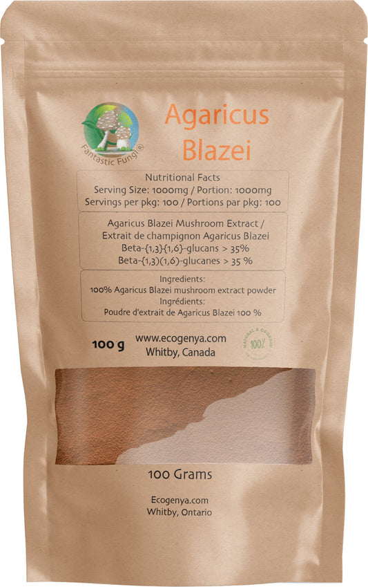 Organic Agaricus Blazei Mushroom Nutrient Extract Powder – Extrait nutritif en poudre de champignon Agaricus Blazei biologique - Ecogenya
