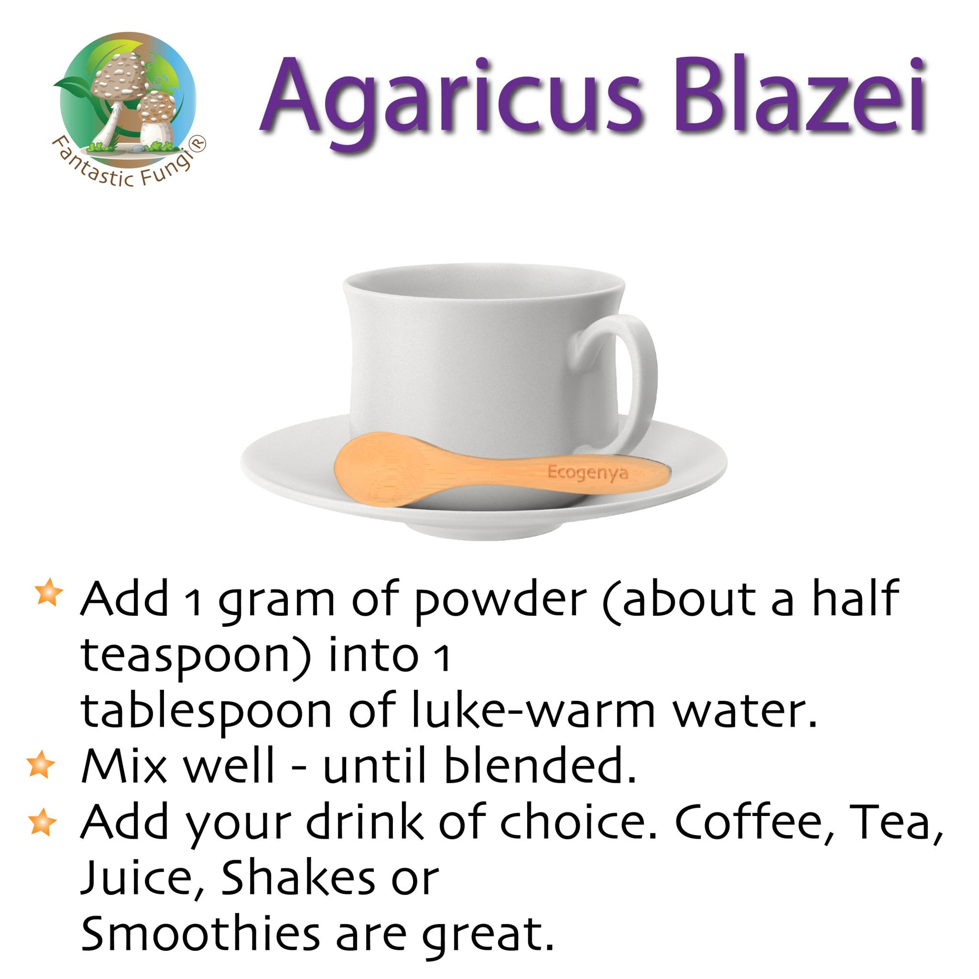 Organic Agaricus Blazei Mushroom Nutrient Extract Powder – Extrait nutritif en poudre de champignon Agaricus Blazei biologique - Ecogenya