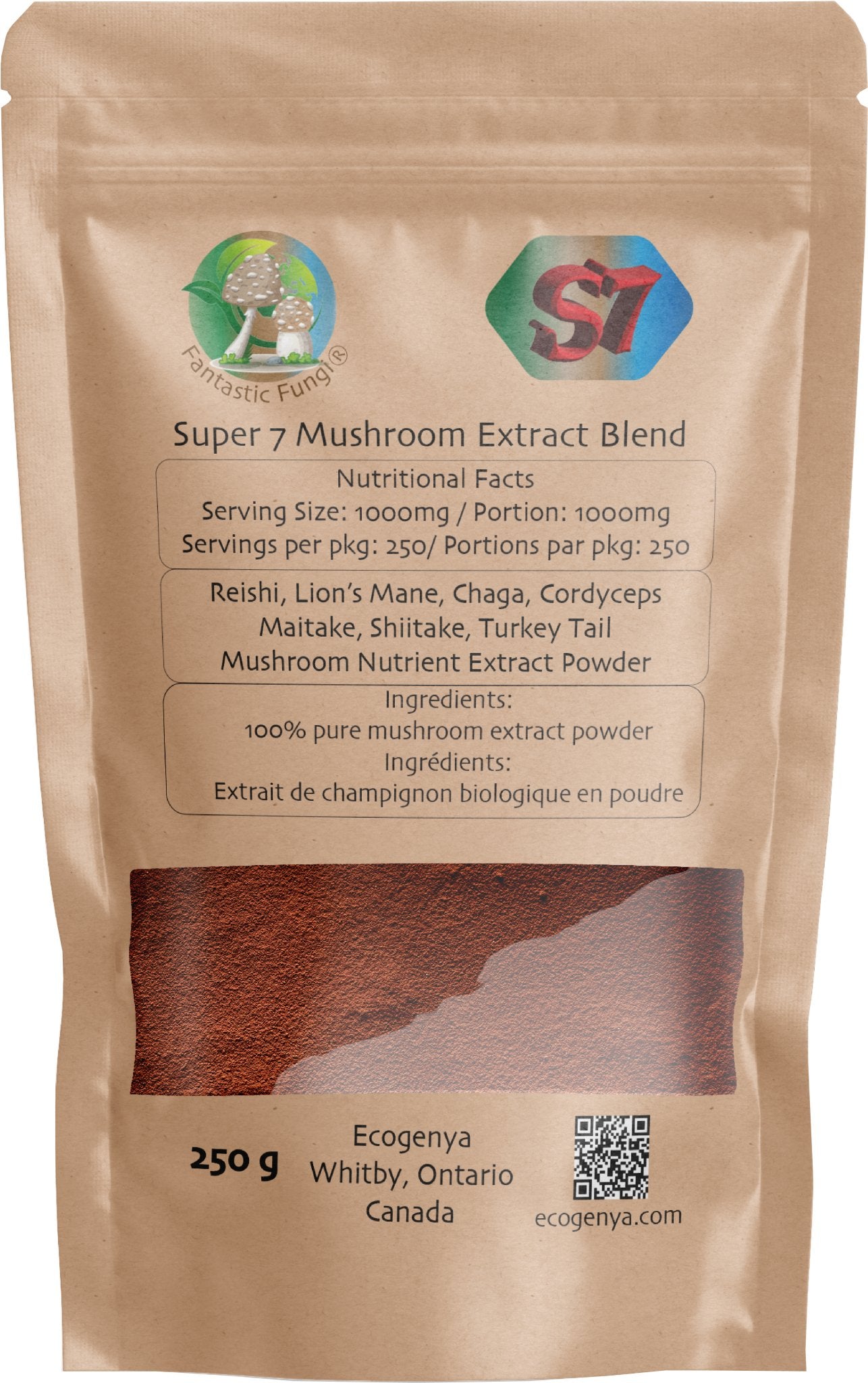 Organic Super Seven Mushroom blend extract powder – Halal, Kosher, Vegan, Non-GMO - Ecogenya