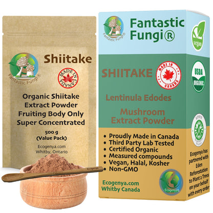 Premium Organic Shiitake Mushroom Extract Powder | 100% Pure Lentinus edodes | Immune Support & Natural Flavour Enhancer - Ecogenya