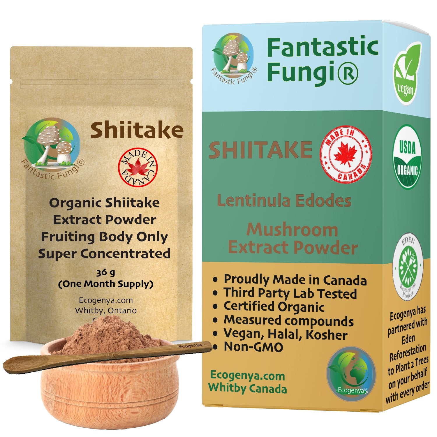 Premium Organic Shiitake Mushroom Extract Powder | 100% Pure Lentinus edodes | Immune Support & Natural Flavour Enhancer - Ecogenya