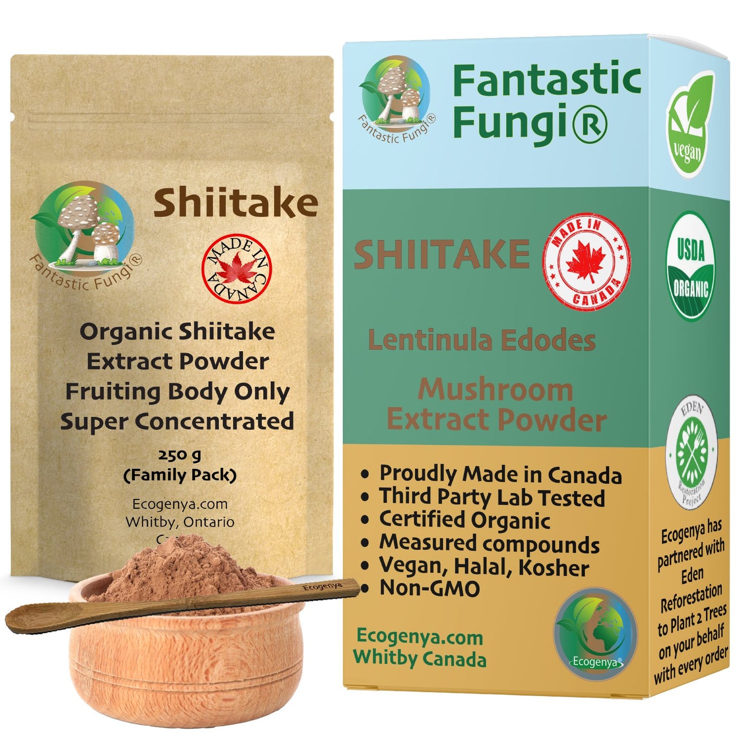 Premium Organic Shiitake Mushroom Extract Powder | 100% Pure Lentinus edodes | Immune Support & Natural Flavour Enhancer - Ecogenya