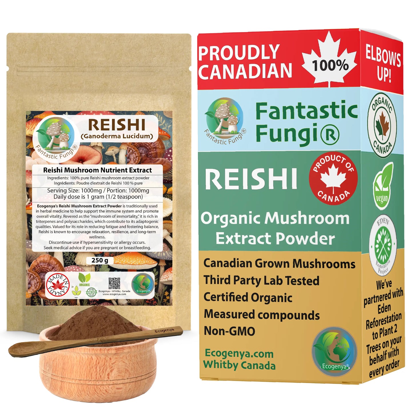 Organic Reishi (Ganoderma lucidum) Mushroom extract powder / Extrait de Reishi (Ganoderma lucidum) biologique en poudre
