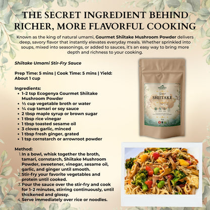Poudre de Shiitake Gourmet Ecogenya – Extrait Biologique de Corps Fructifère pour une Cuisine Umami