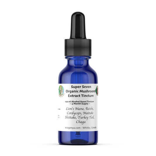 Super 7 Mushroom Tincture – Triple Extracted - Glycerin or Alcohol Suspension + Vitamin C - Ecogenya