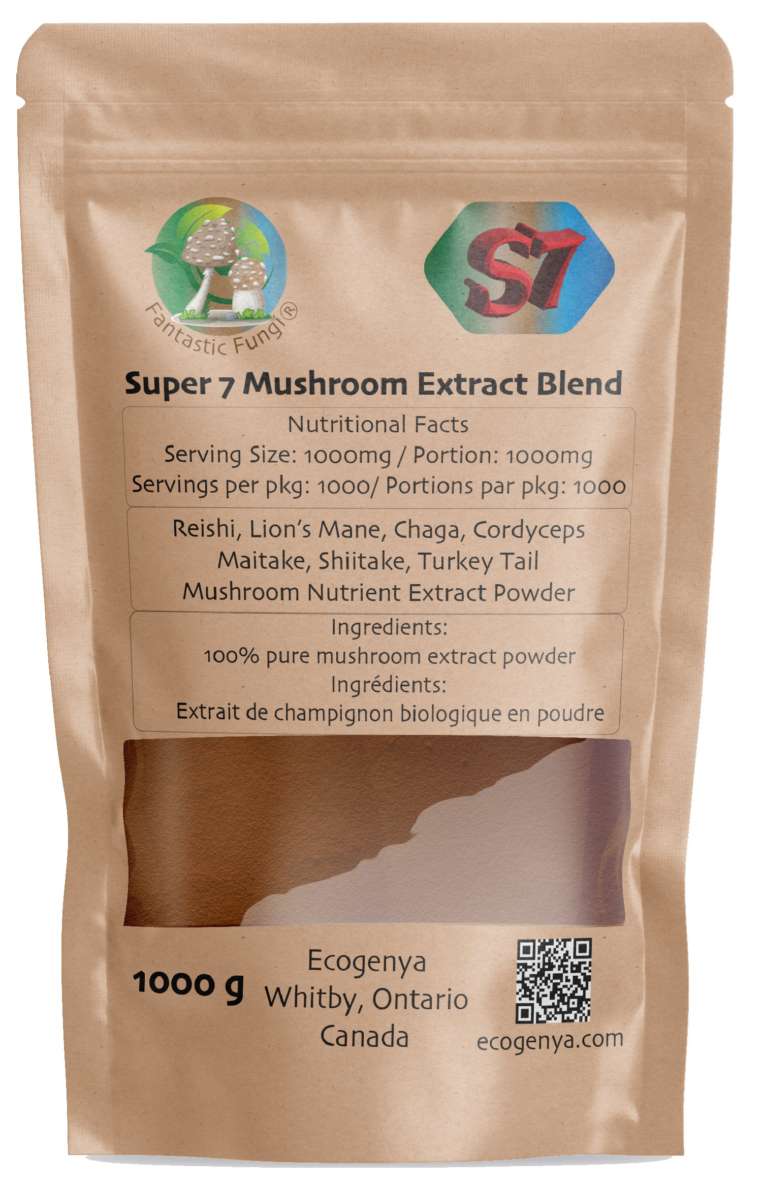 Organic Super Seven Mushroom blend extract powder – Halal, Kosher, Vegan, Non-GMO