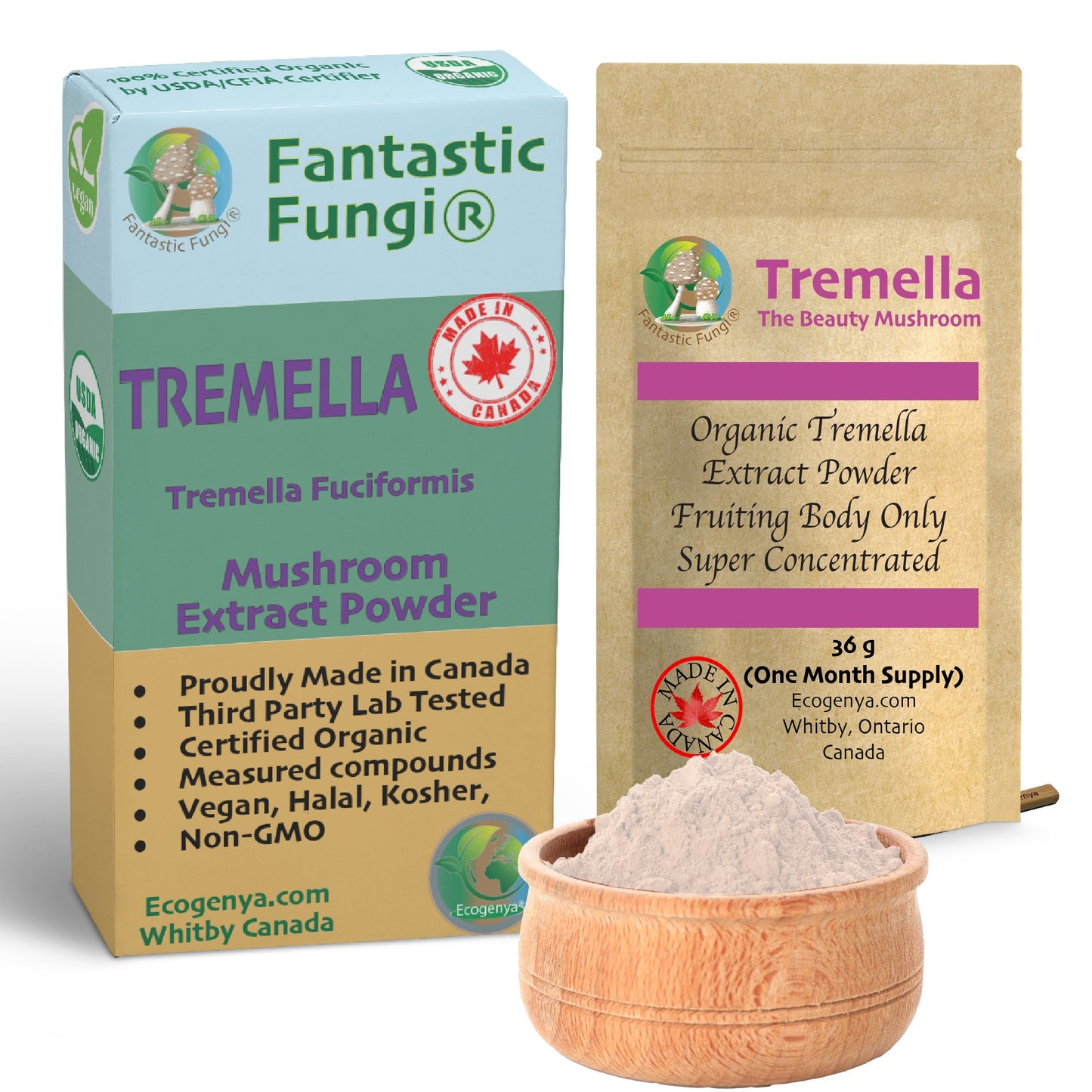 Tremella Mushroom Extract – Organic Tremella Fuciformis Mushroom Nutrient Extract Powder with >35% beta glucans - Ecogenya