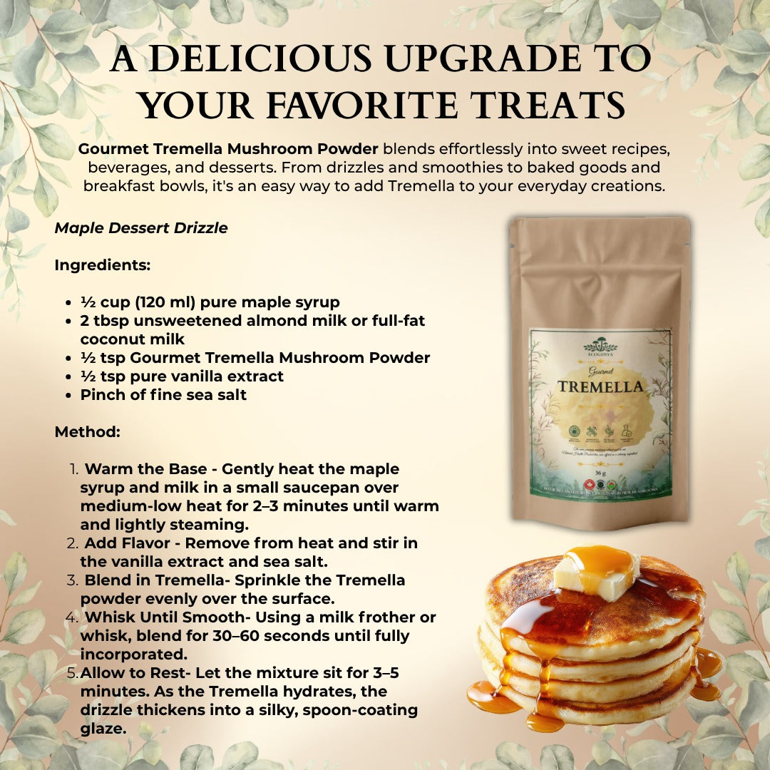 Ecogenya Gourmet Tremella Mushroom Powder – Organic Fruiting Body Extract, 35% Beta-Glucans