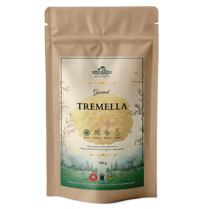 Ecogenya Gourmet Tremella Mushroom Powder in a kraft bag, 500g — packaged in Canada