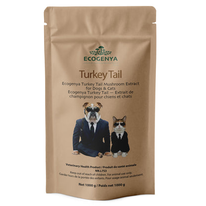 Ecogenya Turkey Tail Mushroom Extract for dogs and cats, 1000 g kraft pouch
