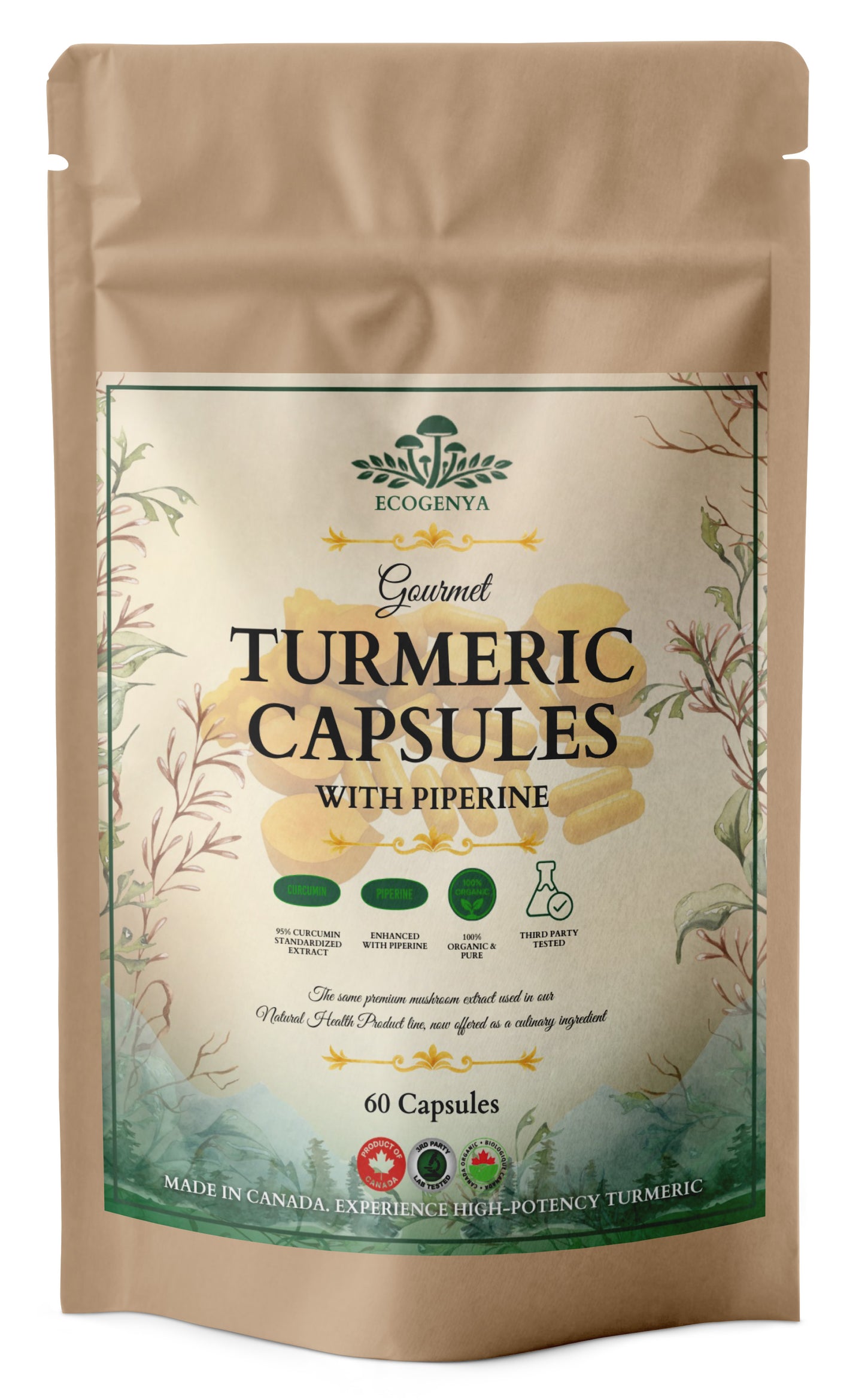 Gourmet Turmeric Capsules – Premium Turmeric Root with Black Pepper